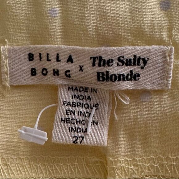 New! Billabong x The Salty Blonde Yellow Pants Sz 26 - Picture 3 of 5